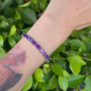 Purple Amethyst 💜 Rhodium Over Sterling Silver Bracelet